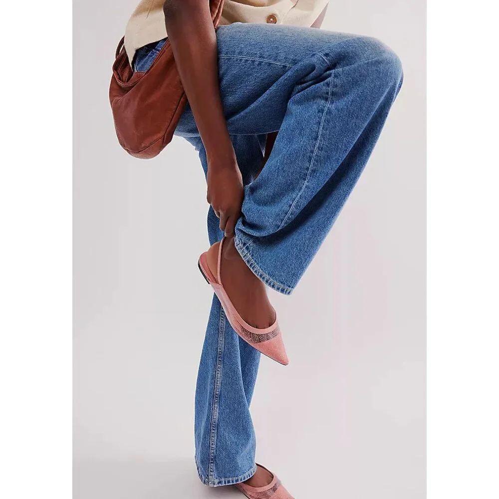 🎉LAST CHANCE🎉 FREE PEOPLE Sheer Glitter Jules Flats / Cloud Pink - Picture 3 of 10